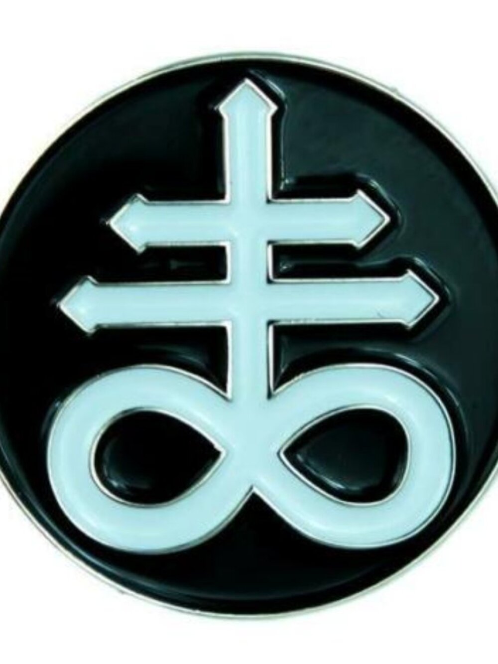 Crux Satanus Leviathan Cross Black & White Lapel Pin Occult Satanic Cross Metal